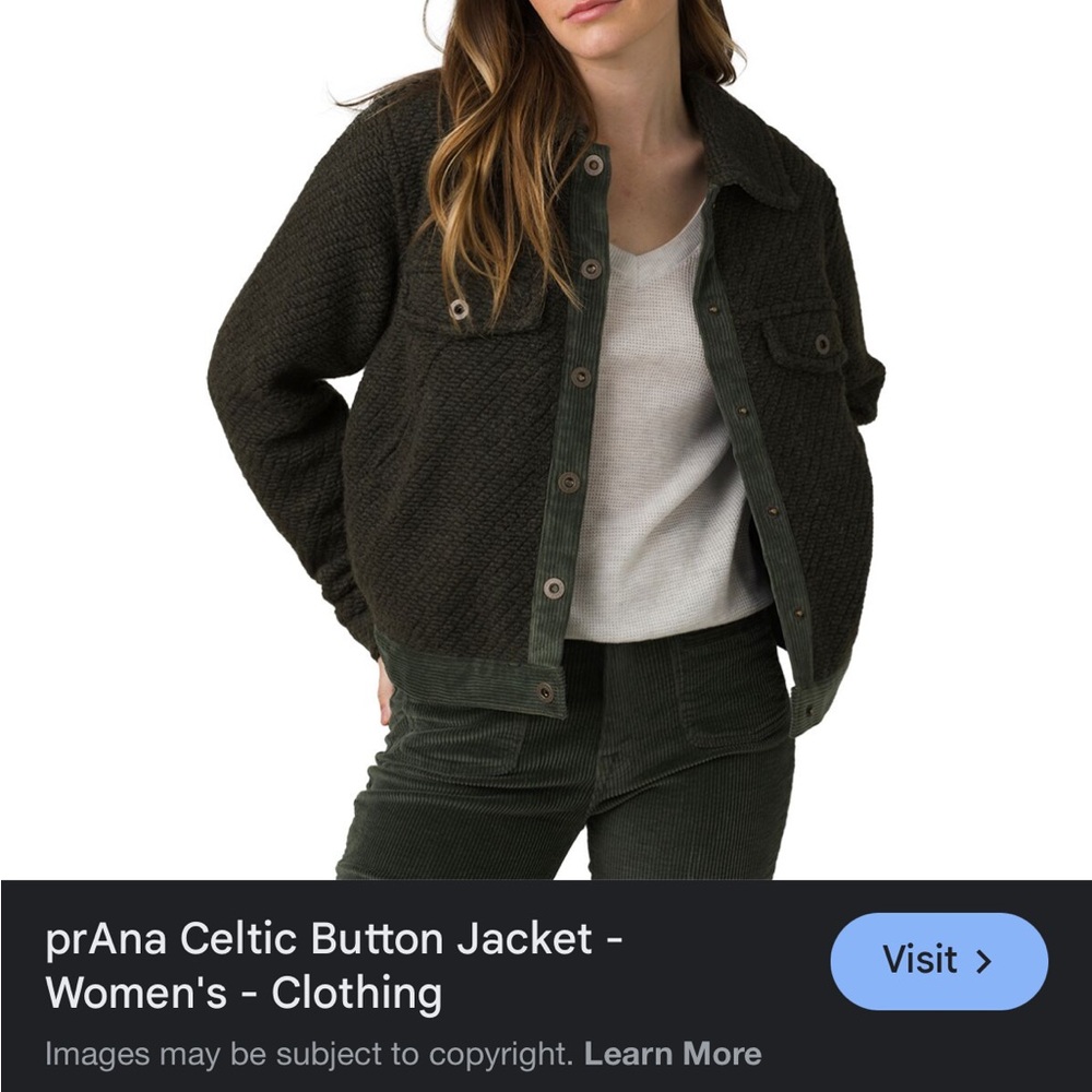prAna Women's Celtic Button Jacket - forest green